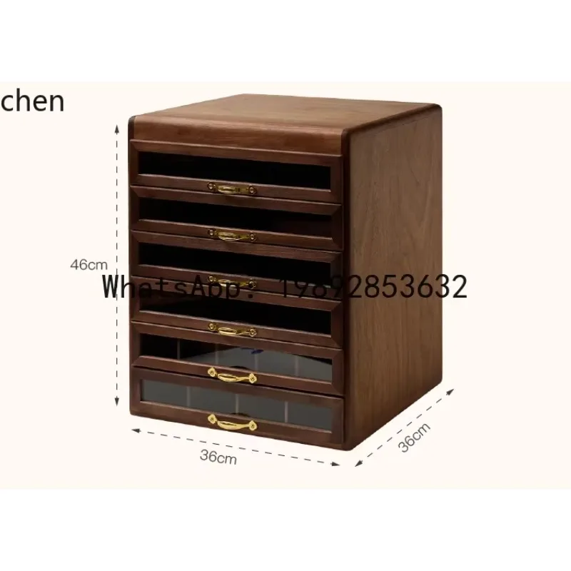

T29 wooden tea set storage cabinet desktop multi-layer dust-proof Wenwan bracelet storage box