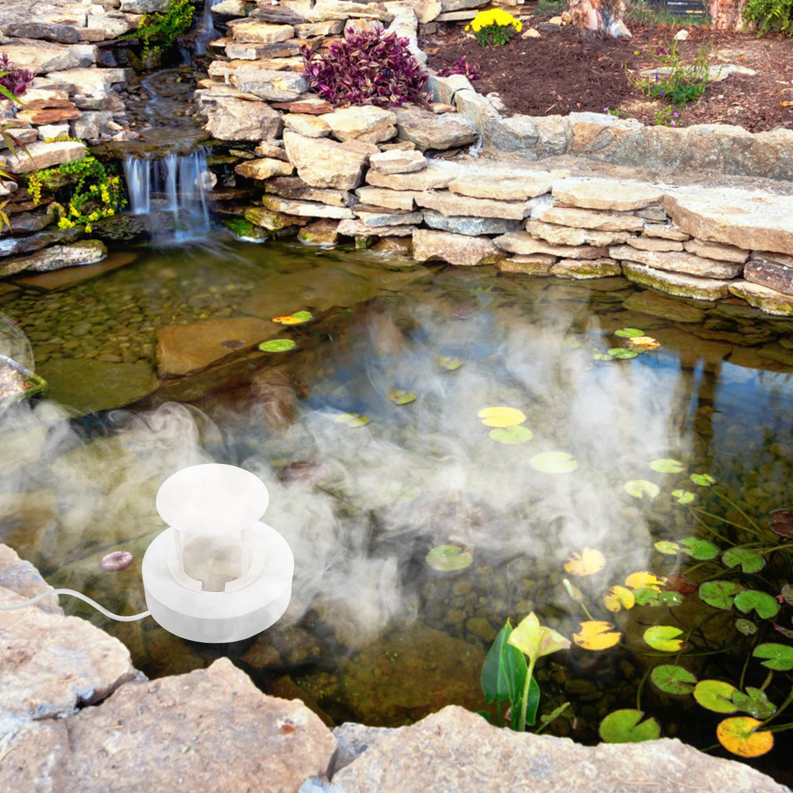 

Electric Mist Maker for Fish Tank and Water Fountain Ultrasonic Pond Fogger with Low Voltage Safety Design Landscape Fogging