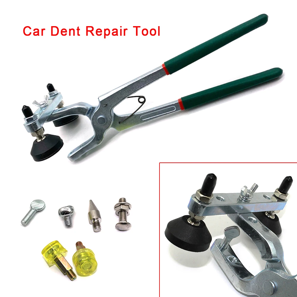 

Professional Car Dent Repair Kit – Heavy Duty Edge Crimping Pliers with 6 Attachments for Body Panel Restoration (Silver/Black)