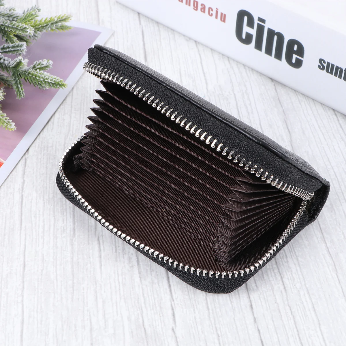

Mini Genuine Credit Holder Pockets Zip Closure Credit Case Card Holder For Id Organizer Coins Bag Travel Organizer Bag