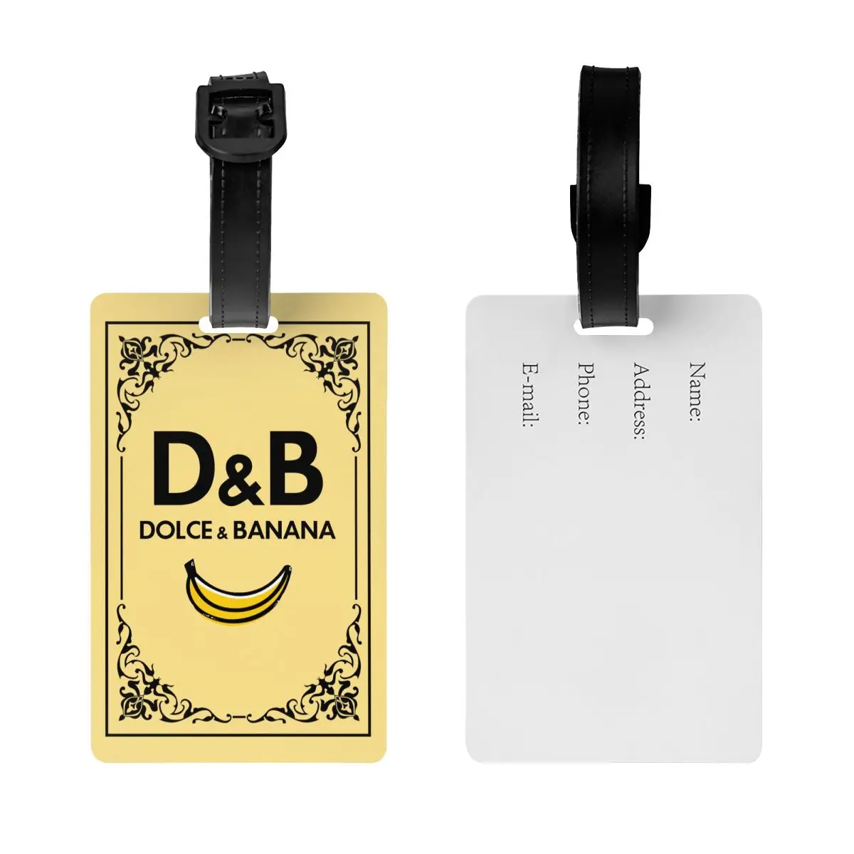 Etiqueta de equipaje personalizada Dolce Banana con tarjeta de nombre, cubierta de privacidad, etiqueta de identificación para bolsa de viaje, Maleta