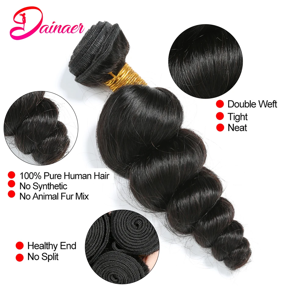 Bundel rambut Peru bundel rambut gelombang longgar warna alami satu bundel hanya bundel rambut Remy ekstensi rambut manusia