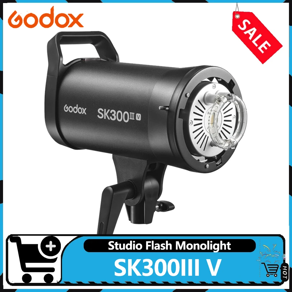Godox SK300III-V 300WS 3 Second Auto Memory 10W Adjustable Modeling Bowens Mount Flash Light for Video Studio