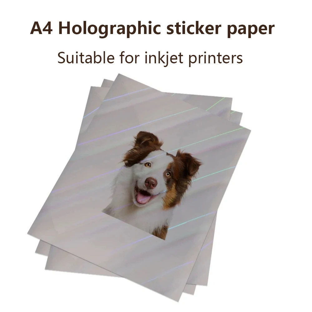 10 Sheets Holographic Sticker Paper A4 Waterproof Vinyl Rhombic Prism Labels Self-Adhesive Printing Paper for Inkjet Printer