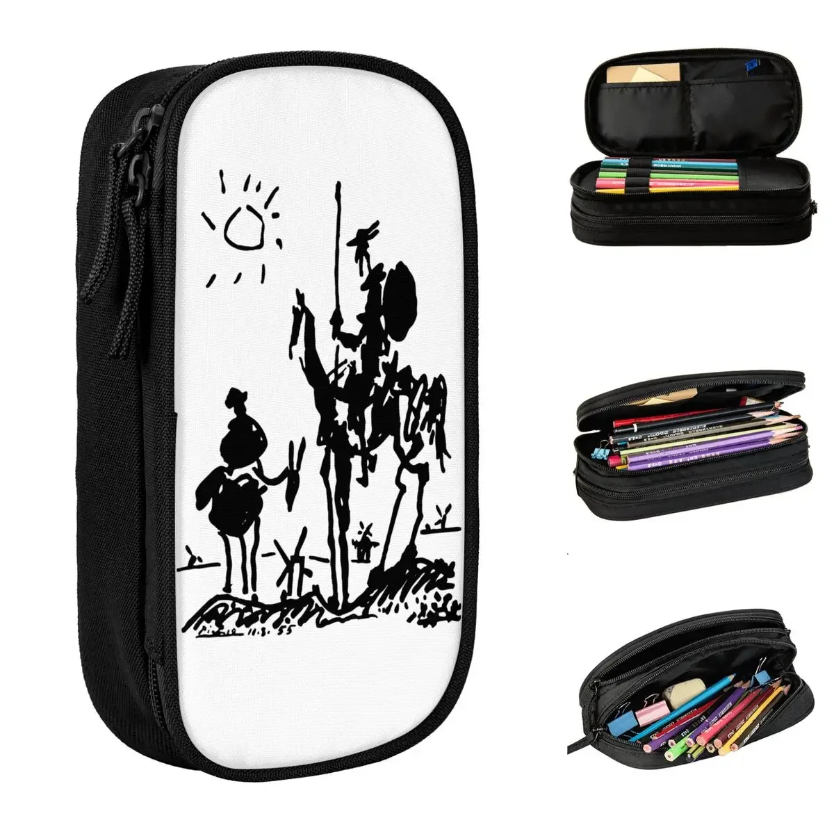 

Picasso Art Painting Pencil Cases Don Quixote knight Pen Holder Bag Girls Boys Large Storage School Supplies Pouch