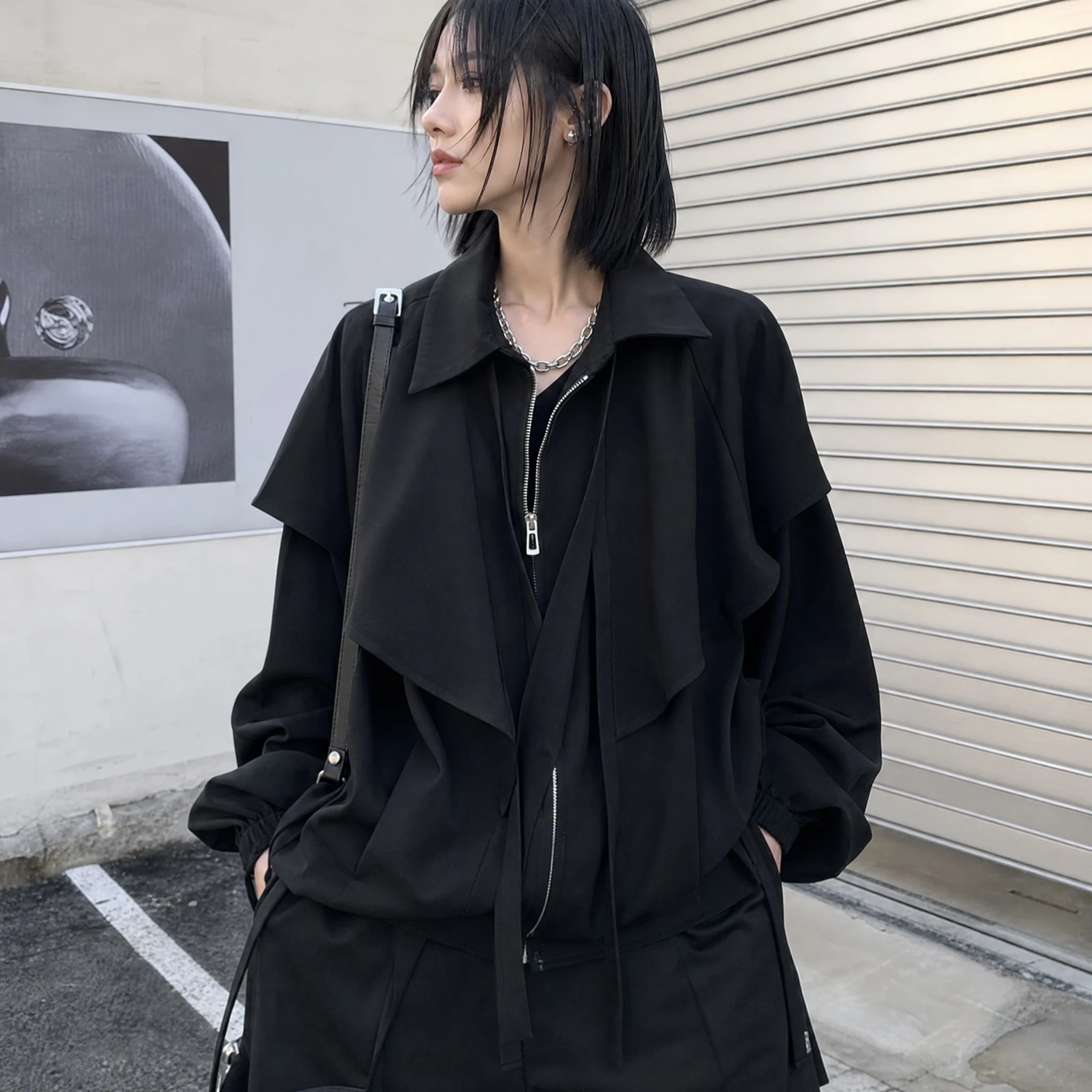 Korean Fashion Cloak Casual Capes Jacket Women's Dongdaemun Coats Woman Heavy Jackets Trend Winter Cardigan Tops Neutral Trend