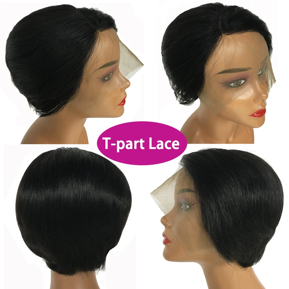 Short Bob Pixie Cut Wig Human Hair Lace Frontal Straight Lace Front Wigs Pixie Wig Side Part Brazilian Hair For Black Women