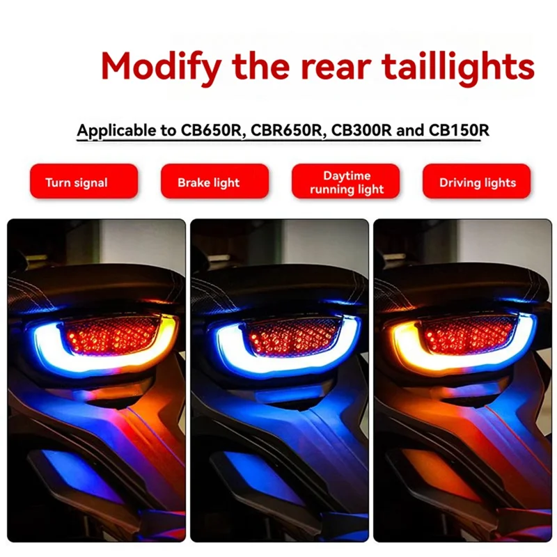

Streamlined Red LED Taillight With Brake And Turn Signal Functions For Honda CB650R