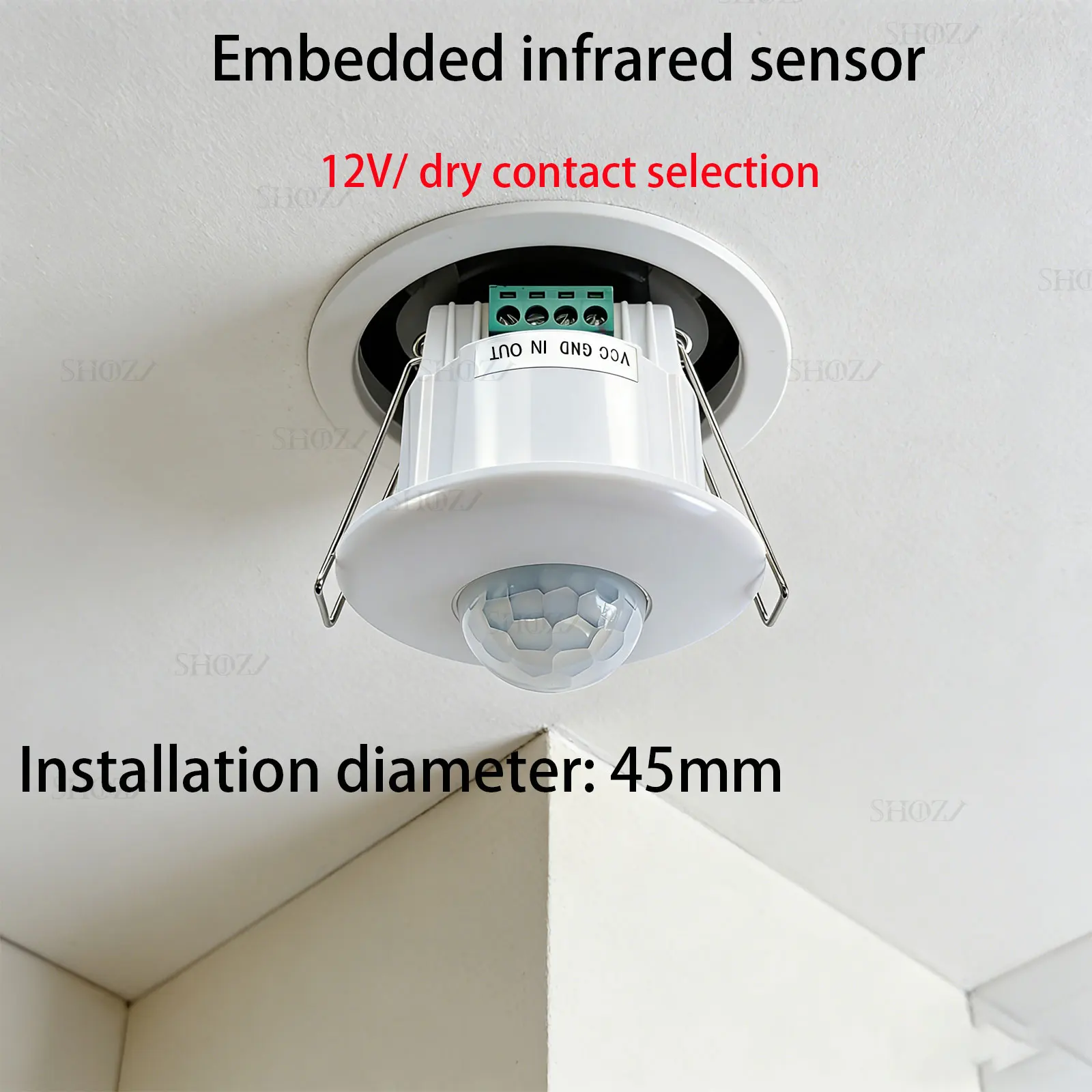 

Инфракрасный датчик 12V-24V, миниатюрный бесшумный сухой контакт, потолочный встраиваемый датчик движения человека на ИК, герконовый сигнальный переключатель для управления гостем в отеле