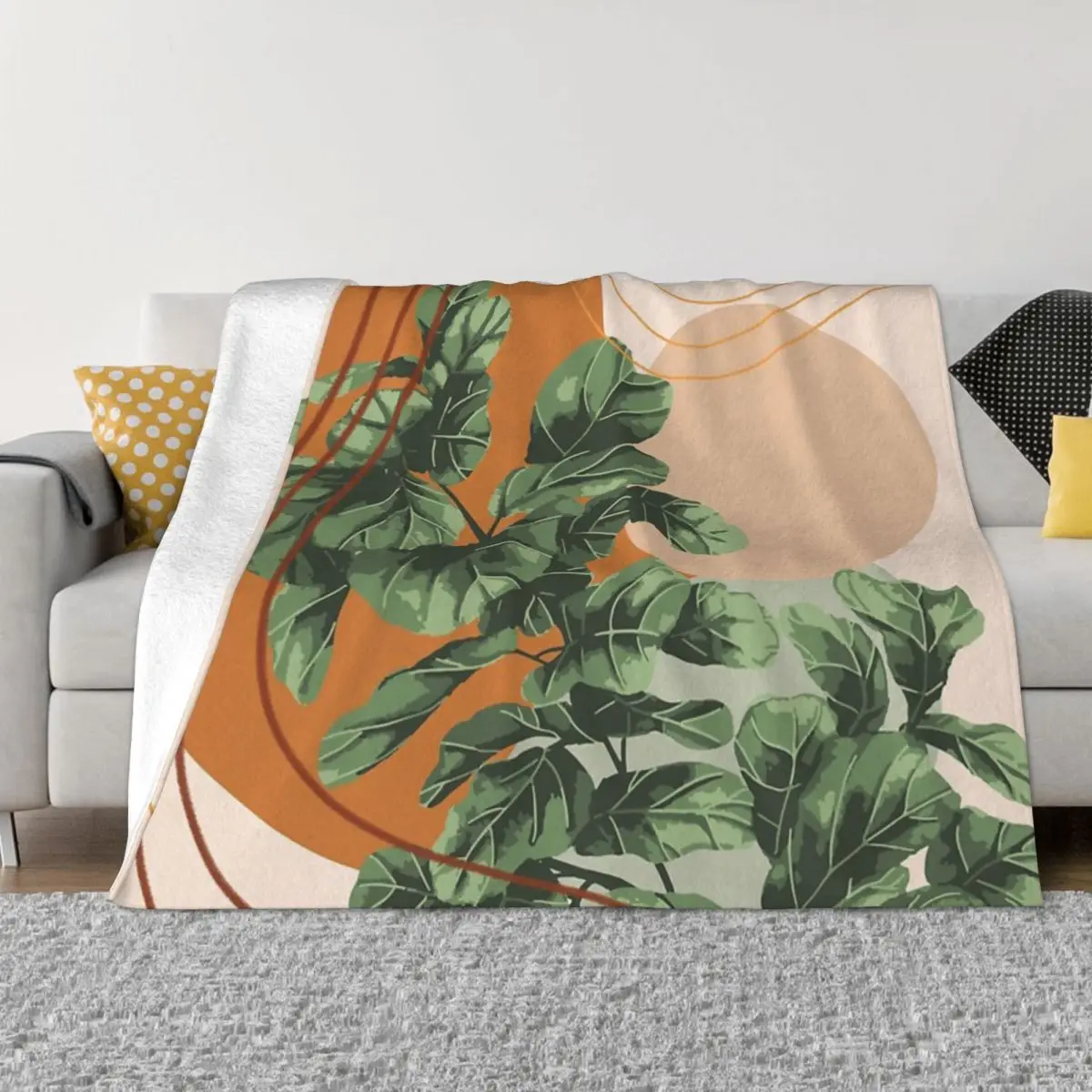 

Mid Century Modern Abstract Plant Plush Bedroom Quilt For Bed Blankets And Throws Throw Blanket