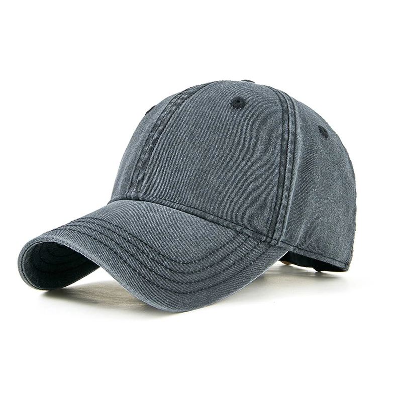 High Quality Distressed Denim Large Size Baseball Cap for Men Adjustable Hat Big Head Fashion