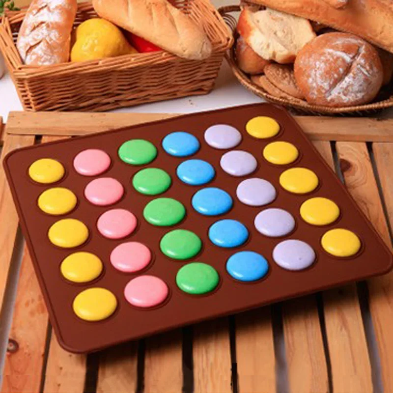 30 Holes Non-Stick Silicone Macaron Macaroon Pastry Oven Baking Mould Sheet Mat Diy Mold Useful Tools DIY Cake Bakeware Mold