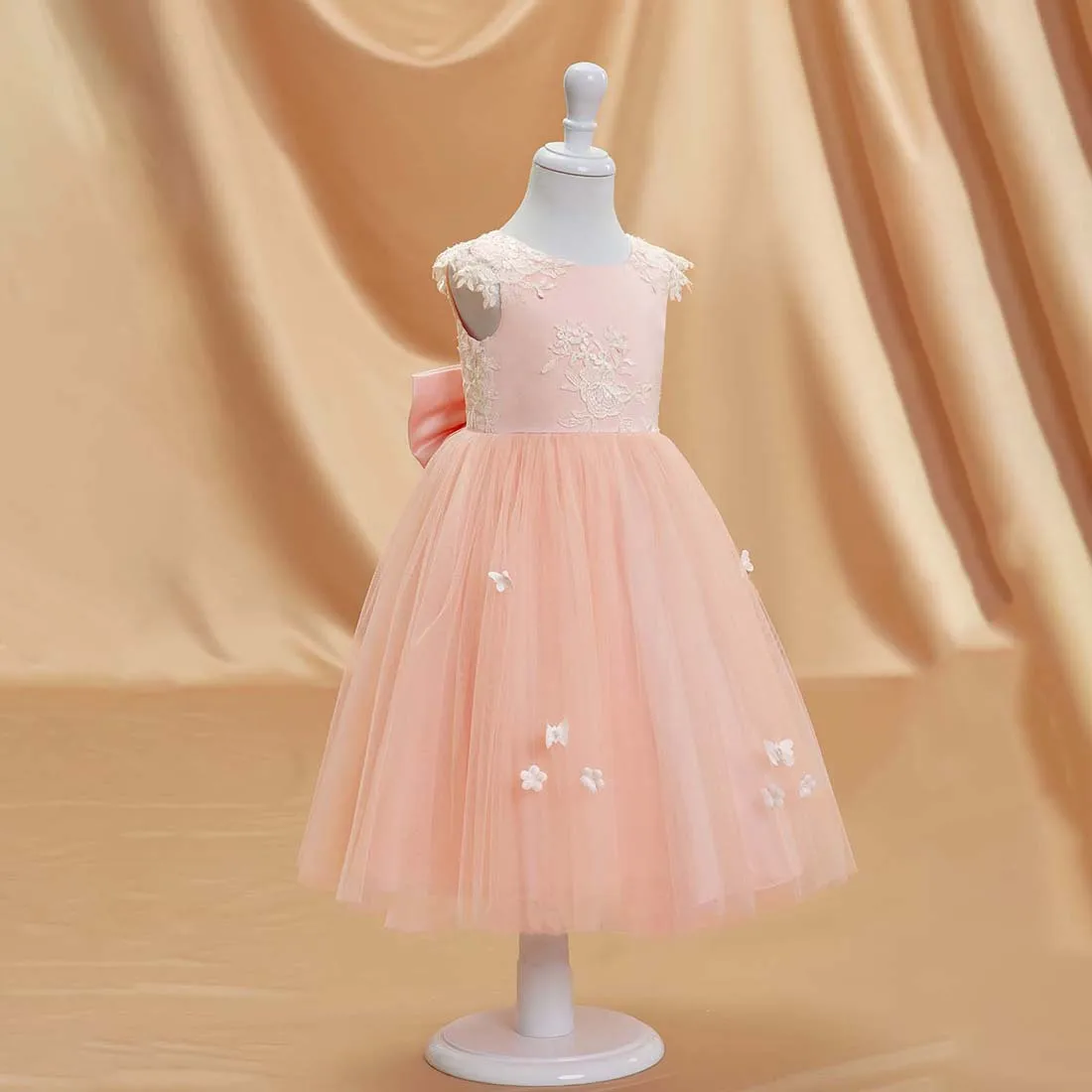 YZYmanualroom Tulle Flower Girl Dress a-line Scoop Tea-lunghezza 2-15T