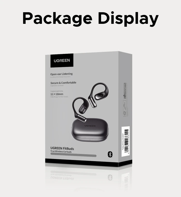 UGREEN FitBuds Open-Ear Headphones Earphones, Ear-hook TWS True-Wireless Bluetooth 6.0 Wireless Earbuds, Spatial Audio, 30H Play