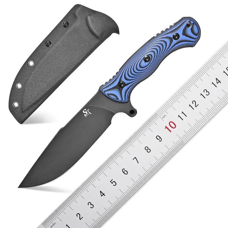 Sitivien ST18 Fixed Blade Knife N690 Black Stonewashed Steel Blade Double Color G10 Handle Full Tang EDC Fixed Knifes forOutdoor