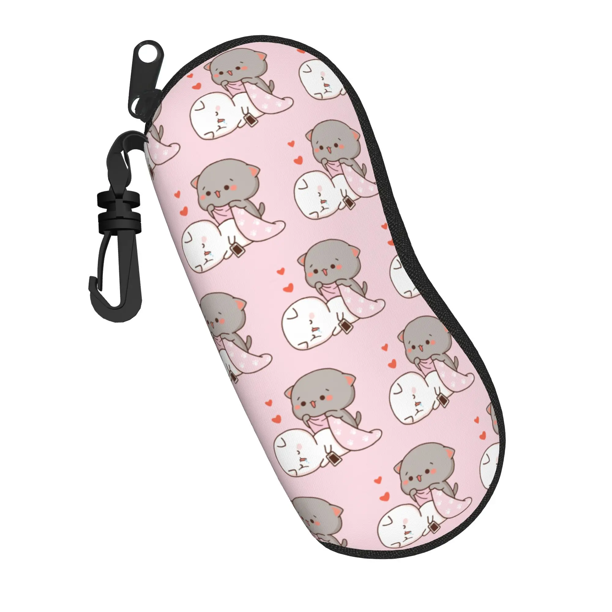 Kawaii Peach and Goma Mochi Drooling Glasses Case Unisex Anti-Fall Box Cartoon Cat Glasses Storage Box Gift Sunglasses Box