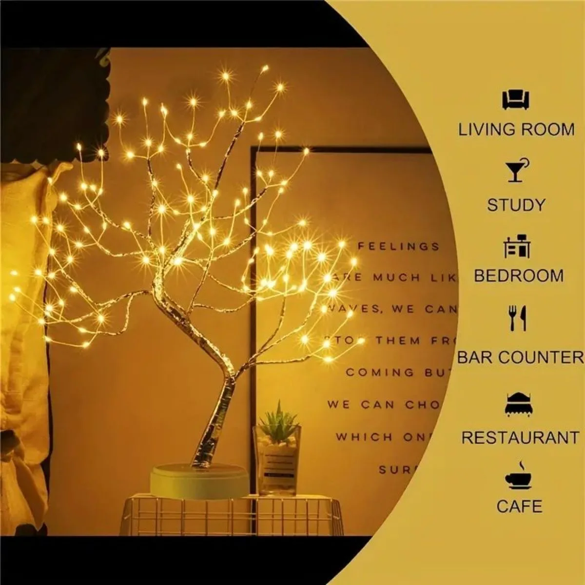 LDE Night Light DIY Table Atmosphere Tree Lamp For Home Decor,Battery Powered Or USB Recharged,Infrared Remote Control