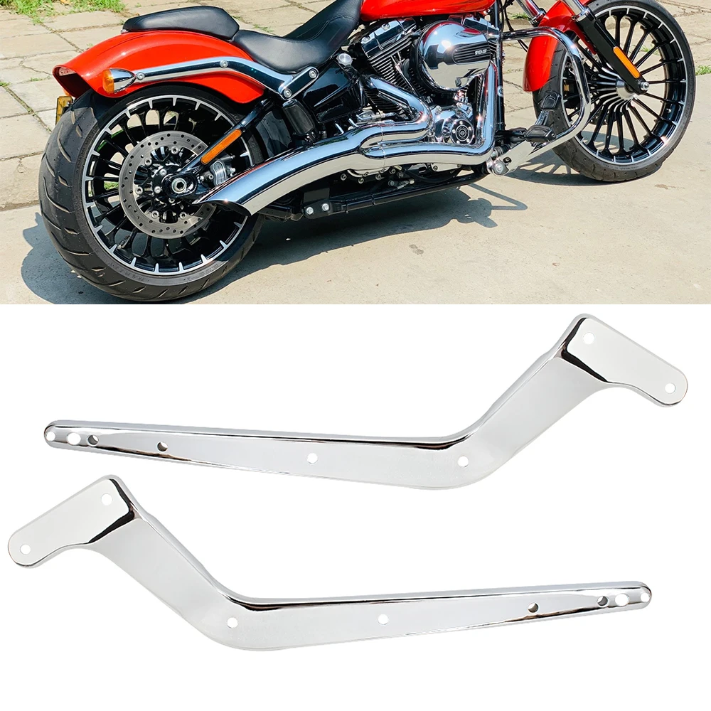 Motorcycle Rear Fender Struts Set Chrome Covers Pair Smooth For Harley Softail FLST 2008-2017