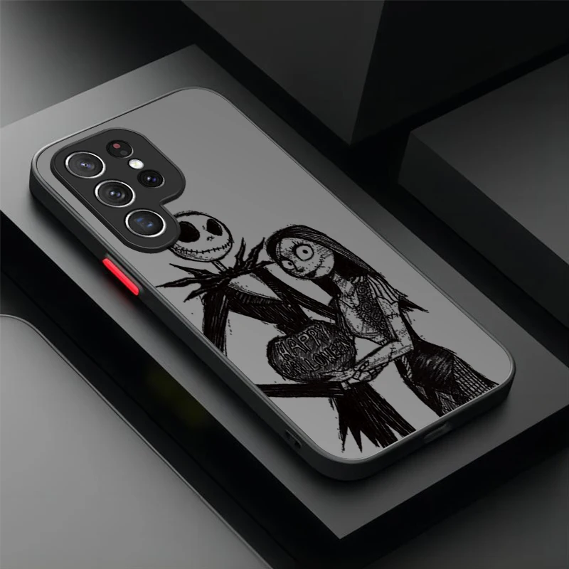 Casing ponsel Matte Nightmare Before Christmas untuk Samsung Galaxy S24 S23 S22 Ultra S21 S20 FE S10 Plus Note 20 10 A15 A25 A35 A55