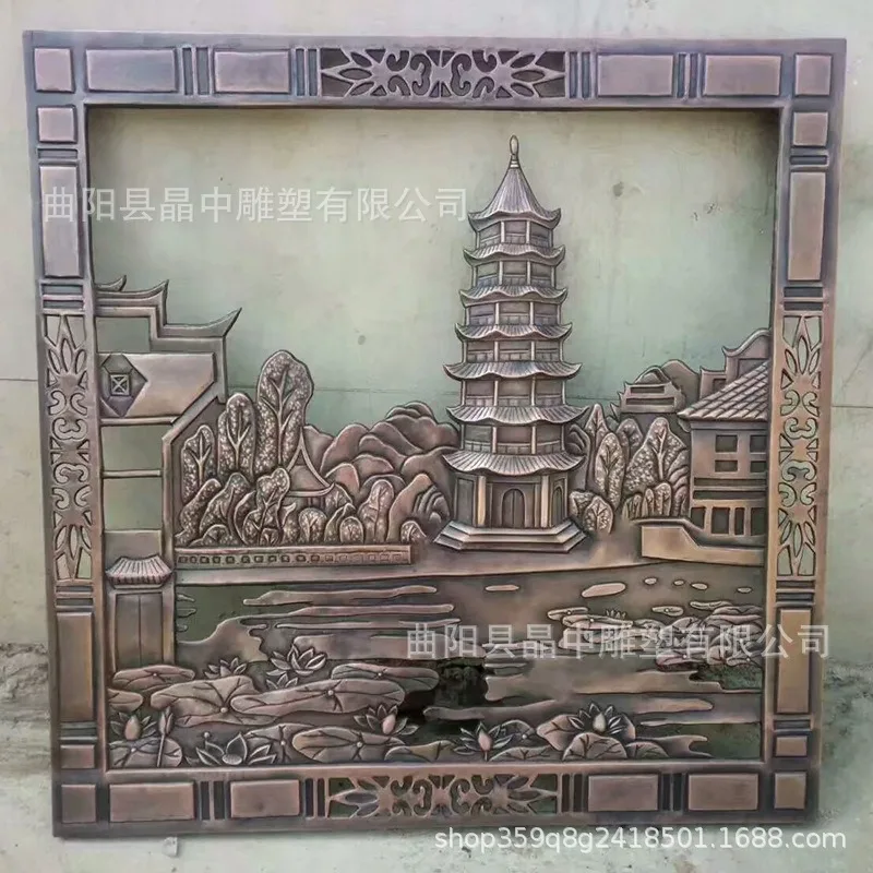 Manufacturer custom forged copper relief Wanli Great Wall custom cast copper shadow wall hanging garden landscape