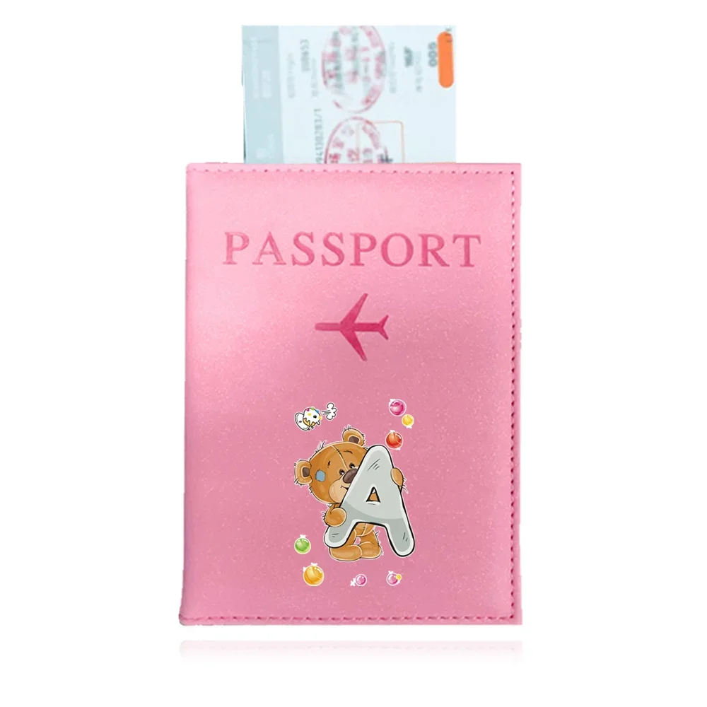 1pcs Passport Cover Bear Letter Series Waterproof Case for Passport Business Credit Card Documents Holder Protective Case Pouch