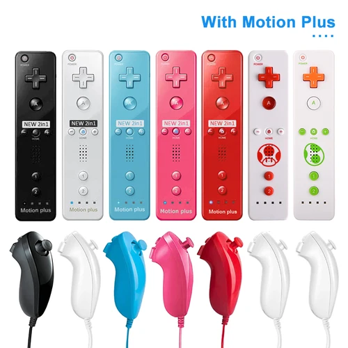 Imagen 2 del producto Mando a distancia Motion Plus para Nintendo Wii, mando a distancia con Nunchuck, 2 juegos