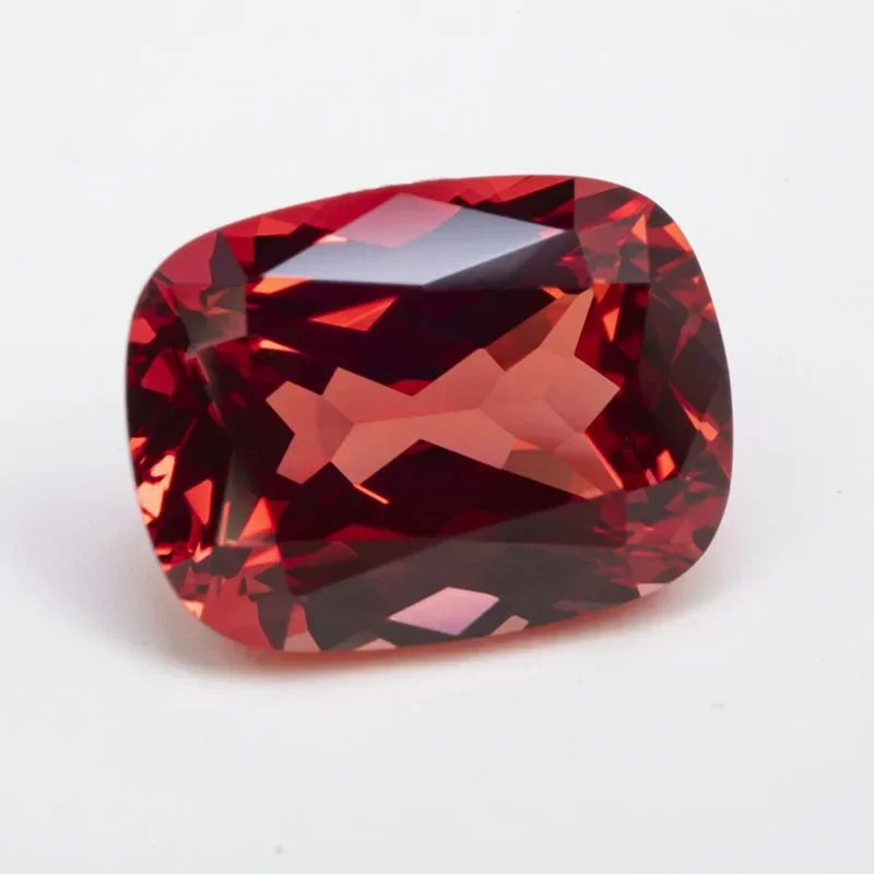 Lab Grown Sapphire Sunset Red Color Cushion Shape Charms Beads VVS1 for DIY Jewelry Making Necklace Selectable AGL Certificate