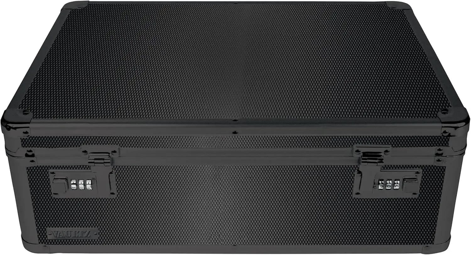 

Запираемый сейф-чемодан с кодовым замком - 6.5x19.25x13.5 дюймов, для общежития, для ценных вещей, ноутбука, наличных - черный