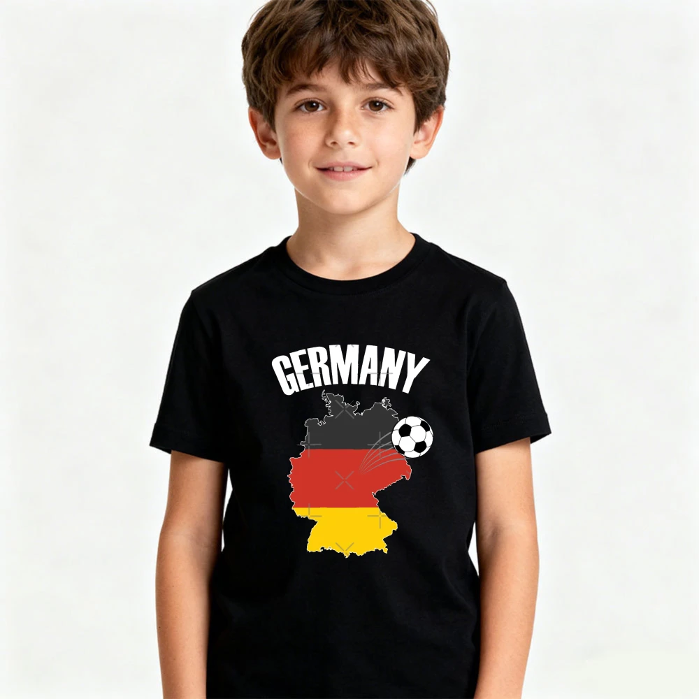 Vintage Deutschland Fußball-Stil Kinder-Shirt Jungen und Mädchen Baumwolle Kurzarm Kinder Deutschland Fußball Fan Lässige Sommerkleidung