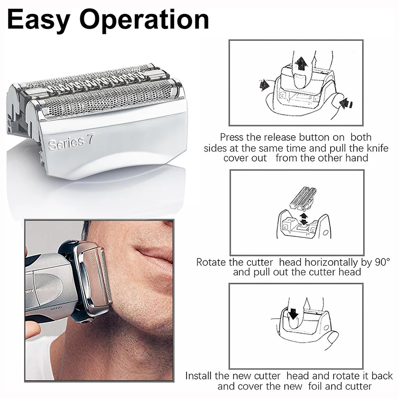 Series 7 70S Electric Shaver Replacement Head Compatible with Braun Series 7 Men Razor for 720cc, 730cc, 735s, 750cc, 760cc