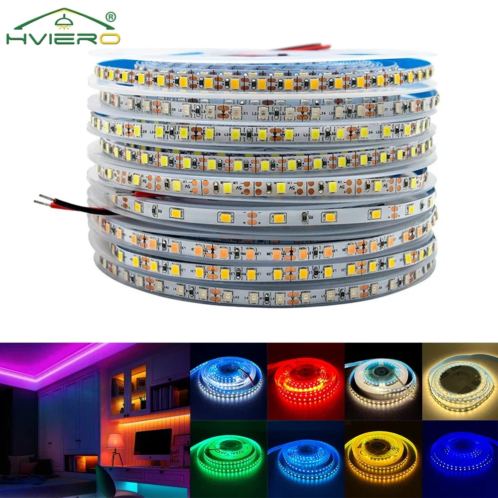 LED Light Strip 2835 DC12V 600LEDs/5M 8mm Non-waterproof Flexible 5m Lamp For Bedroom Garden Decoration Festival Party Lighting