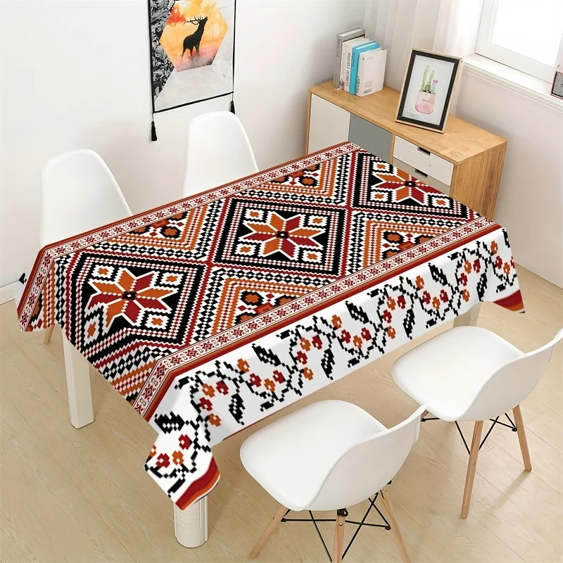 VIKAMA Multicolor Patchwork Ethnic Vintage Tablecloth, Washable And Easy To Clean, Is An Ideal Dining Table Decoration.