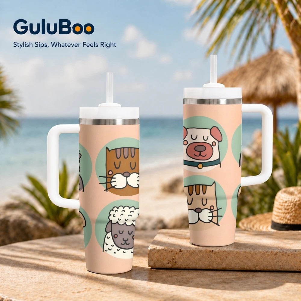 

Cartoon Animals Vacuum Flasks 40oz Portable Stainless Steel Tumbler with Handle Straw Double Wall Vacuum Insulated Leakproof Mug