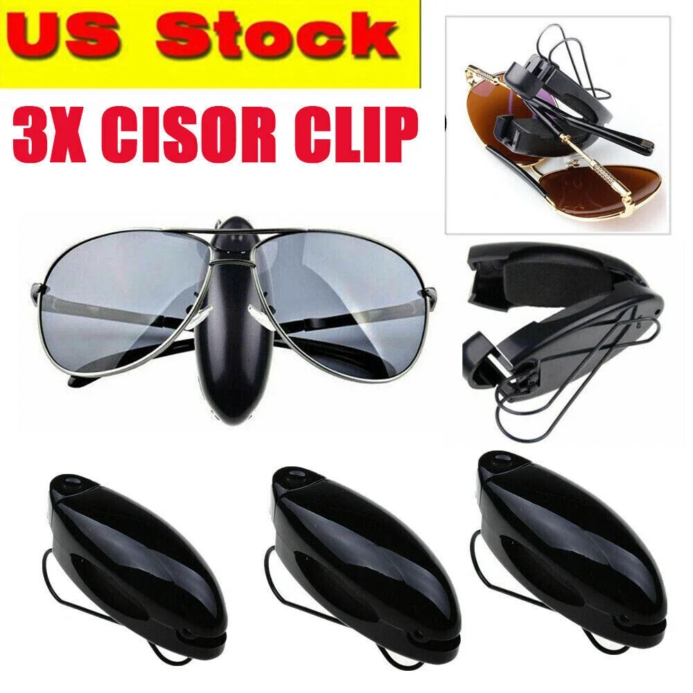 

3PC Glasses Holders Clip Mount Holder Black for Sun Visor Sunglasses Holder Clip Car Vehicle Hanger