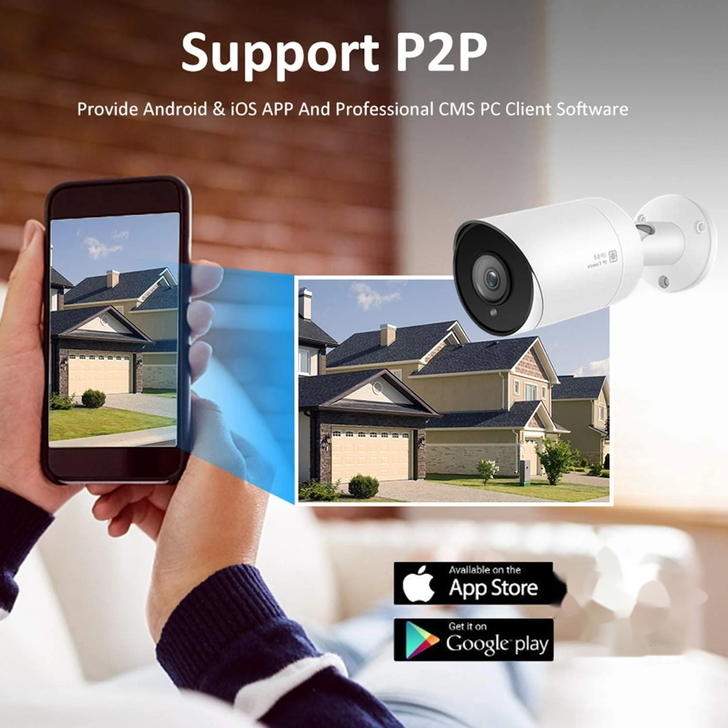 5-мегапиксельная 8-канальная система видеонаблюдения PoE Bullet с 8-канальной IP-камерой наблюдения, 8-канальная 4KH.265 + POE NVR POE-система