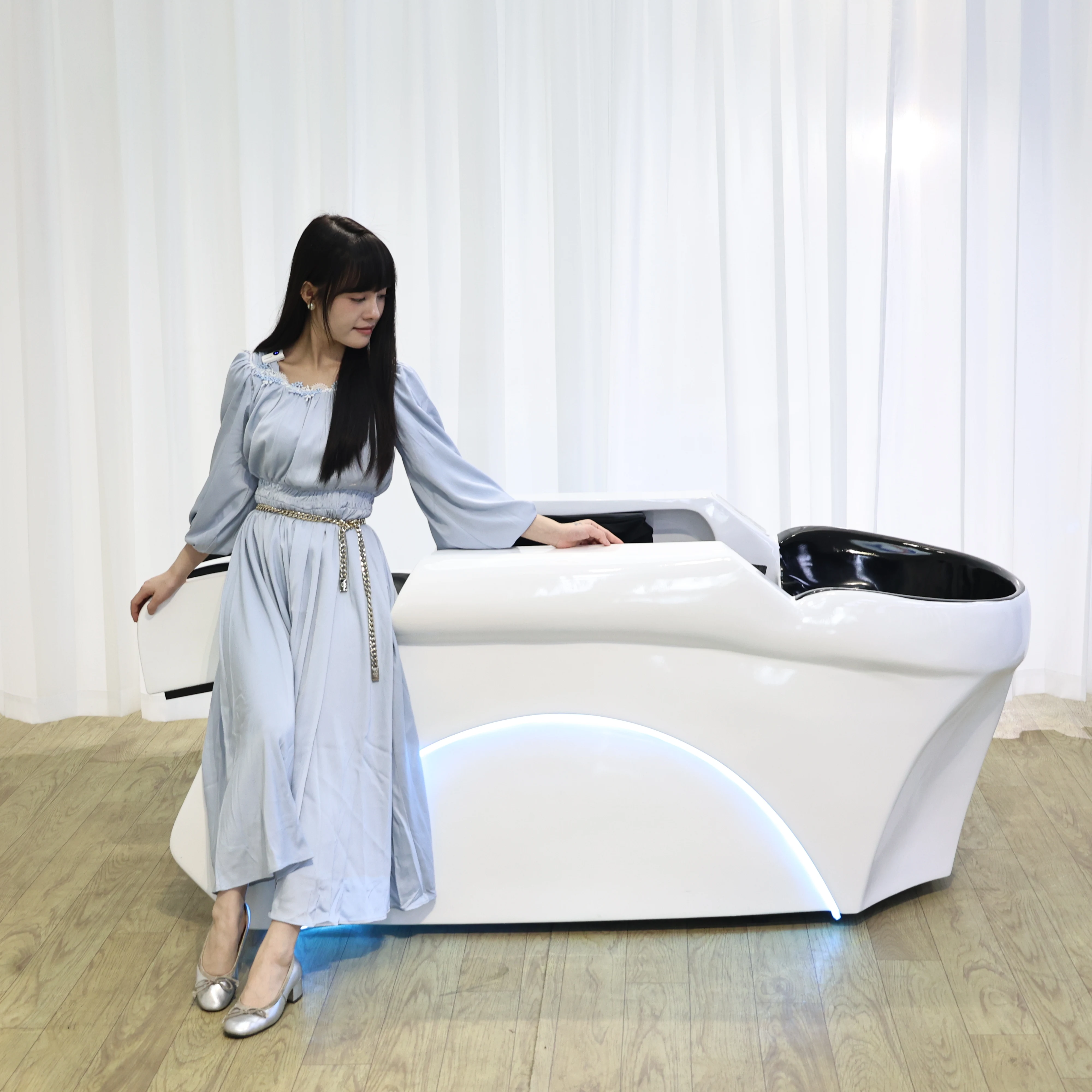 

Barbershop Salon Furniture Ceramic Wash Basin Head Spa Water Therapy Bed Shampoo Massage Bed With Sink Durable Comfortable