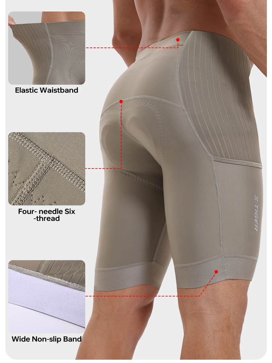 X-TIGER Herren-Radshorts, atmungsaktiv, schmal geschnitten, Rennradshorts, stoßdämpfend, mit Schwammeinlage, Sommer-Shorts für Langstreckenfahrten – Detail 4