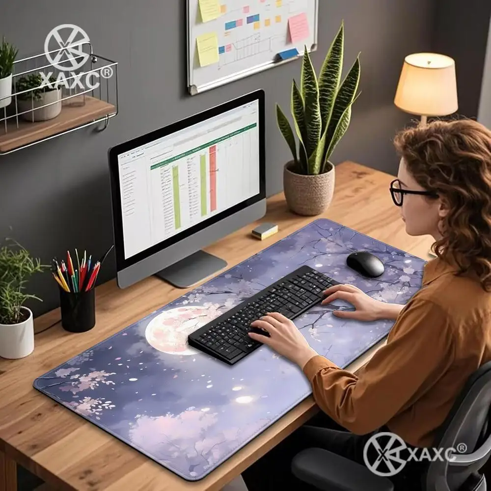 Cute Moon Desk Mat Mice Pad Large Mouse Pad Gaming Mouse Pad Full Size Mice Pad Desk Matt for Keyboard Desktop Laptop HYBXXC