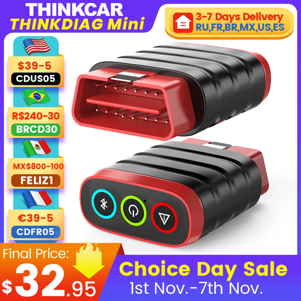 

THINKCAR THINKDIAG Mini obd2 Bluetooth Scanner All Cars Full System Diagnose Lifetime Free Auto Diagnostic Tool Read/Clear Error