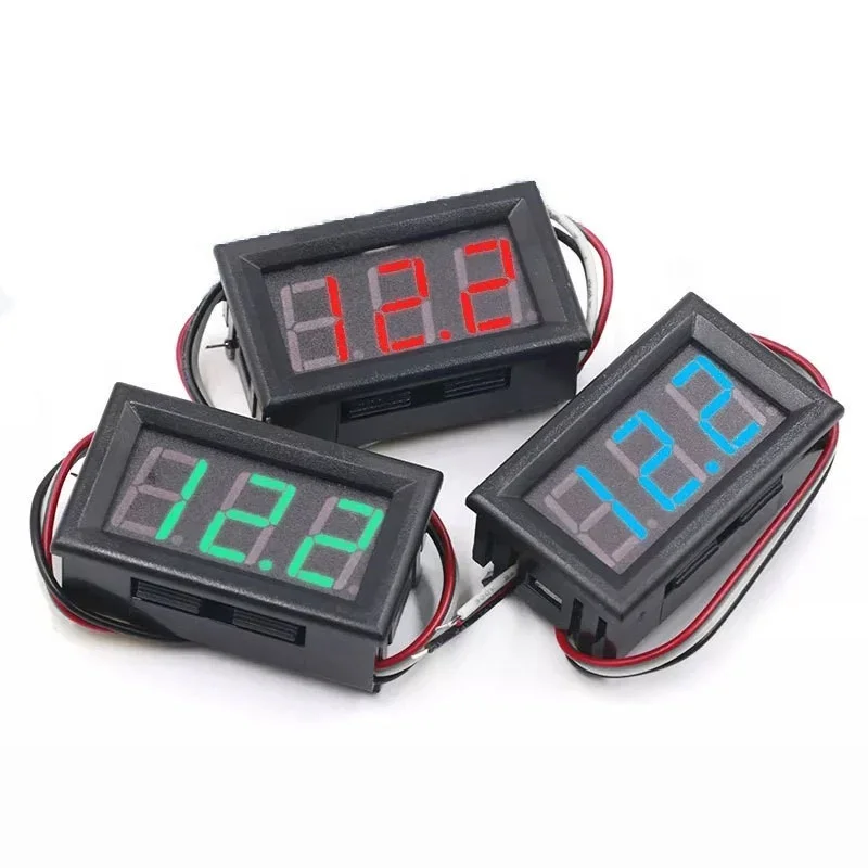 Digital Voltmeter DC 4.5V to 30V Digital Voltmeter Voltage Panel Meter Red/Blue/Green For Electromobile Motorcycle Car