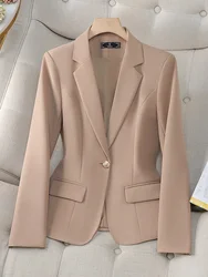 Moda primavera donna Blazer femminile kaki albicocca nero manica lunga ufficio donna lavoro indossare giacca formale cappotto