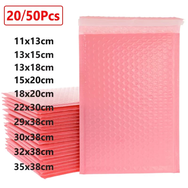 

20/50Pcs Pink Poly Bubble Mailers Padded Envelopes Bulk Bubble Lined Wrap Polymailer Bag for Shipping Packaging Mailer Self Seal