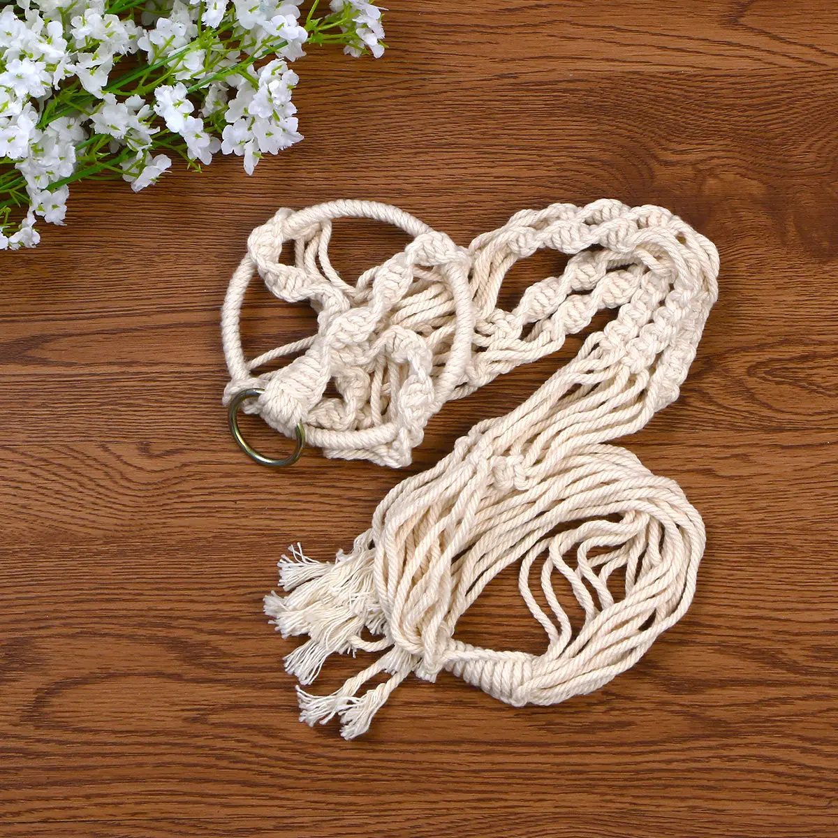 Cotton Rope Flowerpot Hand-Knitted Hanging Net Basket Indoor Outdoor Plant Decorative Space-Saving Wall Ornament