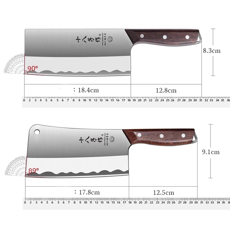 SHIBAZI Professional Chinese Kitchen Chef Knives Meat Fish Slicing Vegetables Cutter Stainless Steel Butcher Cleaver Knives