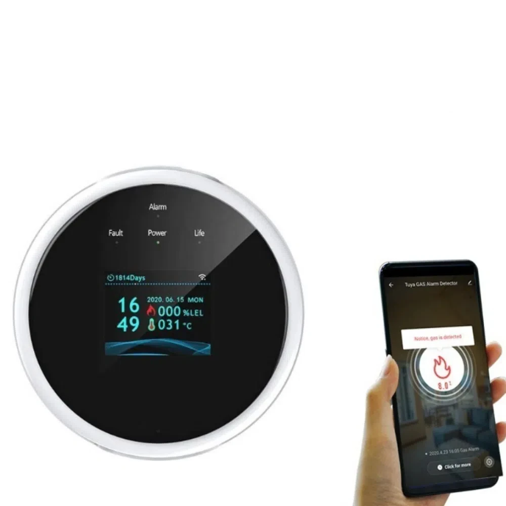 Security Natural Gas Leakage Detector Temperature Display Fire Sensing Biogas Leak Detector Wifi Alarm Smart Gas Alarm Methane