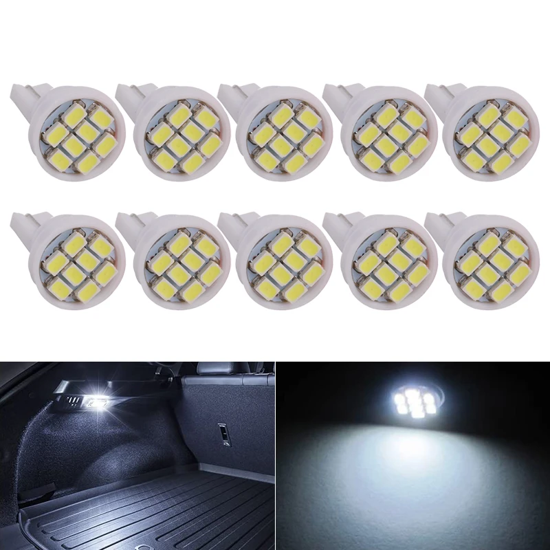 

10 PCS Car Signal Light T10 W5W 194 LED Bulb 12V 7000K 8SMD White Auto Interior Dome Door Maps Reading Trunk Wedge Side Lamps