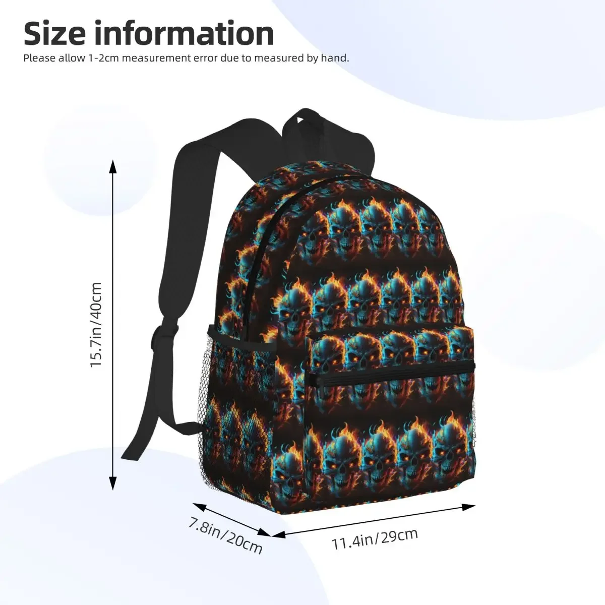 Evil Skull Pattern Student Backpack School Bag Hiking Travel Daypack for Boys Girls Fashion Bookbag Shoulder Bags