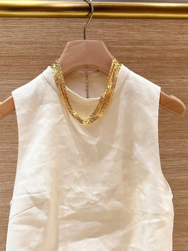 

Sequin Stand Collar Vest Top Women's Premium Spring Faion Versatile ort Length Commute Sle Basic Color