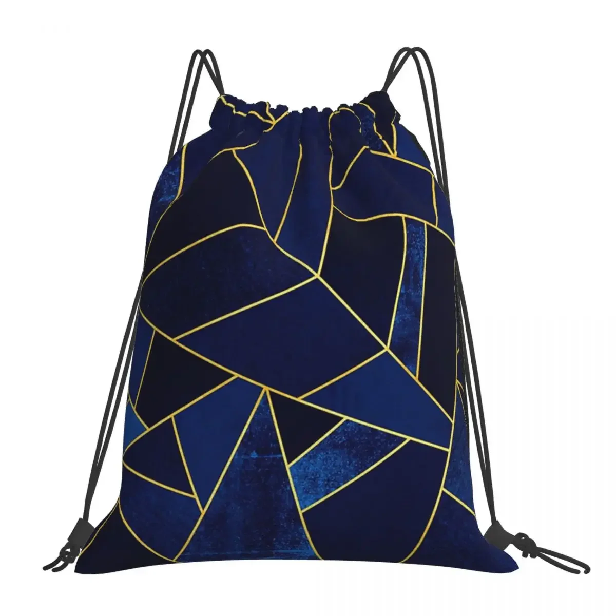 Mochilas de líneas amarillas de piedra azul, bolsas con cordón multifunción, paquete con cordón, bolsa para zapatos de bolsillo, mochila para estudiantes de viaje