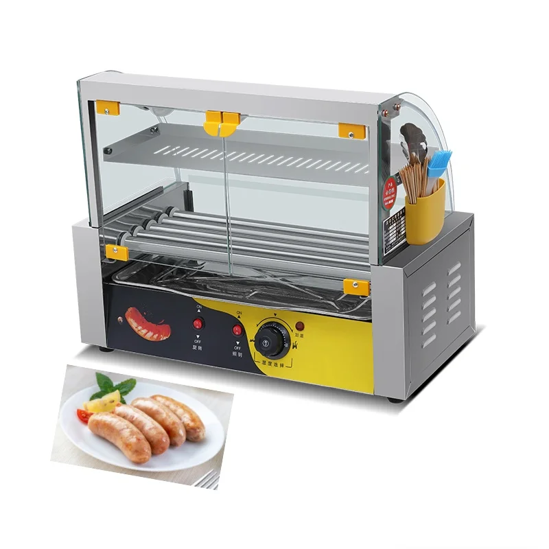 Electric 304 Stainless Steel Rollers Commercial Sausage Hot Dog Rolling Grill Machine